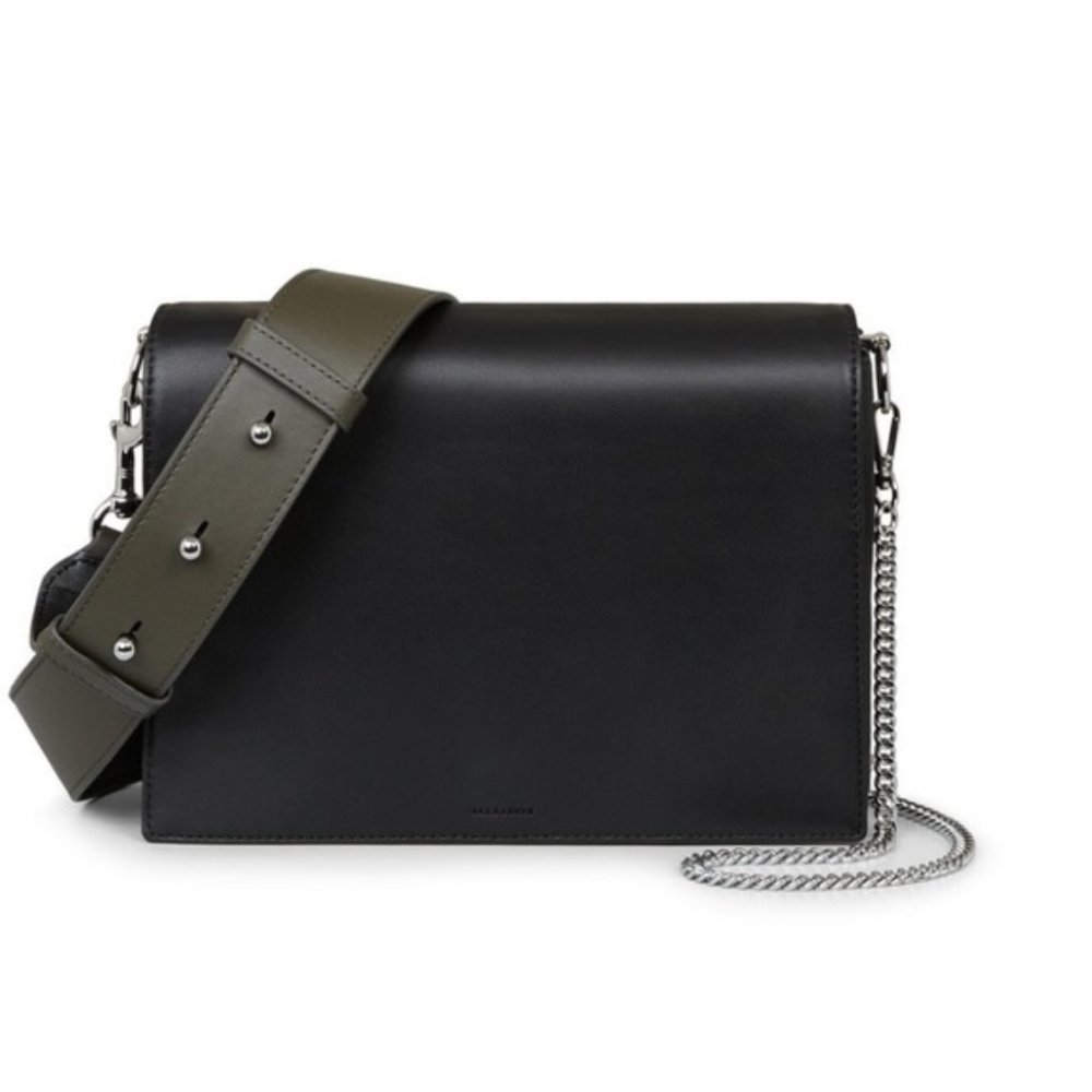 AllSaints Black Zep Box Bag